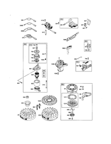Rewind Starter / Motor Starter Diagram and Parts List for 123K02-0478-E1  Briggs and Stratton Engine